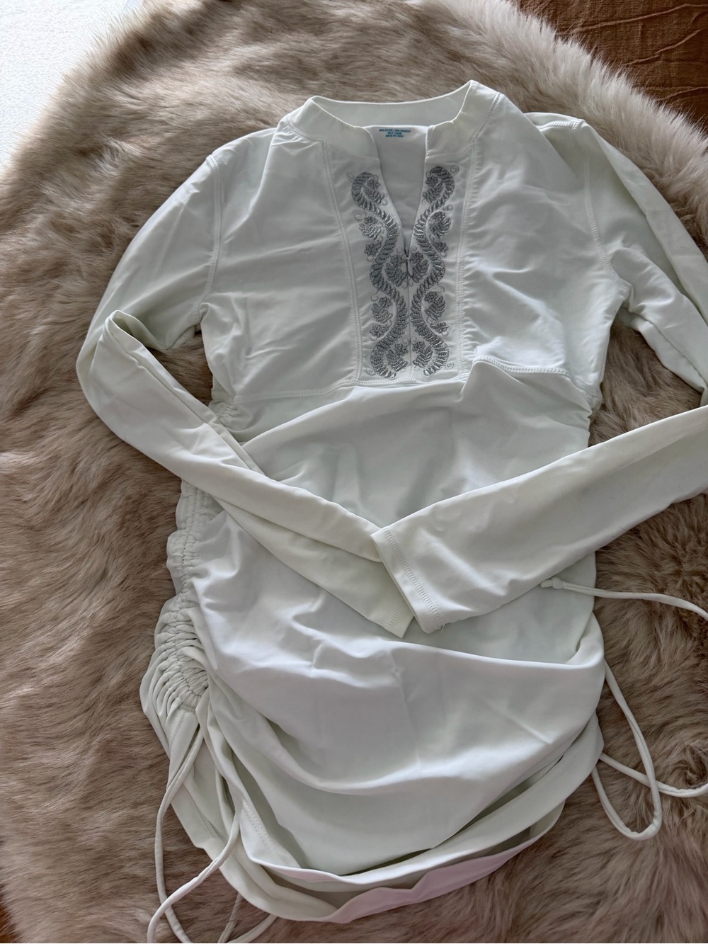 Cabana Life White Long-Sleeve Embroidered Swim Coverup